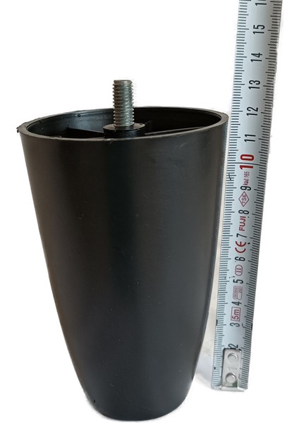 Vida Ölçüsüne Dikkat) - 12 cm Armut Plastik Baza Koltuk Kanepe Ayağı 8 Adet Siyah 3/8 Kalın Vida Mob indirimleri