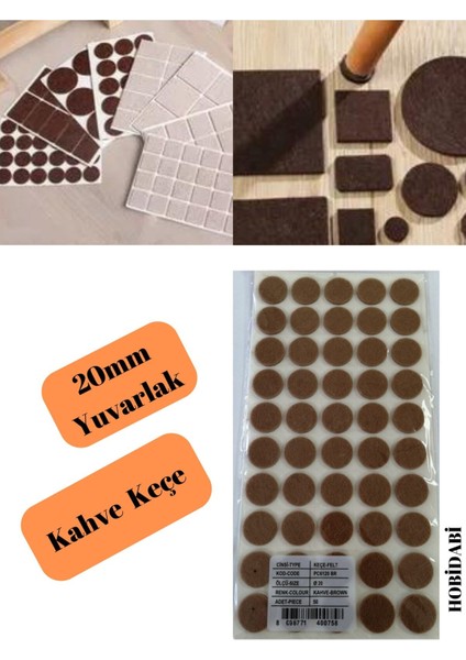 Yuvarlak Mobilya-Masa-Sandalye Keçesi 20 mm Keçeler Kahverengi
