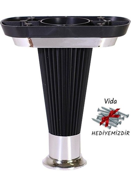 Mobilya - Tv Ünitesi- Komidin - Sehpa Ayağı Akça Siyah Krom 15 cm 1 Adet Mobilya Bağlantı Elemanları