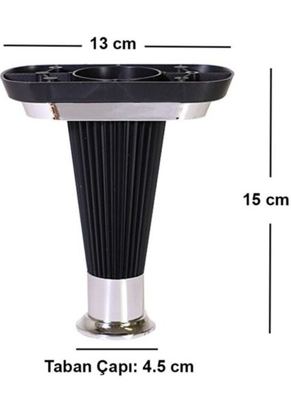 Mobilya - Tv Ünitesi- Komidin - Sehpa Ayağı Akça Siyah Krom 15 cm 1 Adet Mobilya Bağlantı Elemanları fiyatları