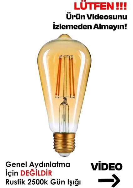 Armut Tipi Ampül Flemanlı Tasarruflu ST64 LED Rustik Dekoratif Ampul Vintage Aydınlatma Tekli Sarı I