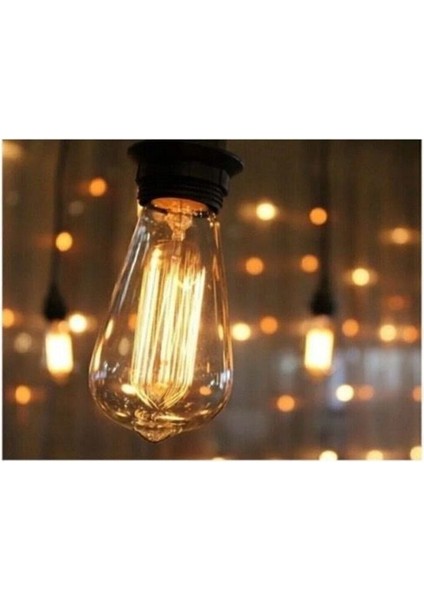 Armut Tipi Ampül Flemanlı Tasarruflu ST64 LED Rustik Dekoratif Ampul Vintage Aydınlatma Tekli Sarı I modelleri
