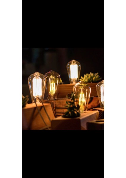 Armut Tipi Ampül Flemanlı Tasarruflu ST64 LED Rustik Dekoratif Ampul Vintage Aydınlatma Tekli Sarı I indirimleri
