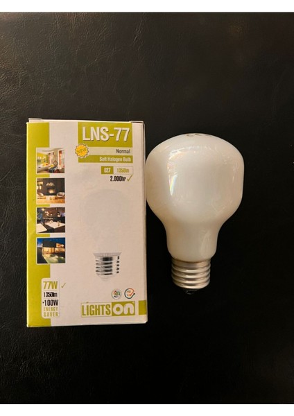 77 Watt Soft 1350 Lümen Halojen Ampül Tekli Sarı Işık E27 Halogen Ampul 77 Watt Var