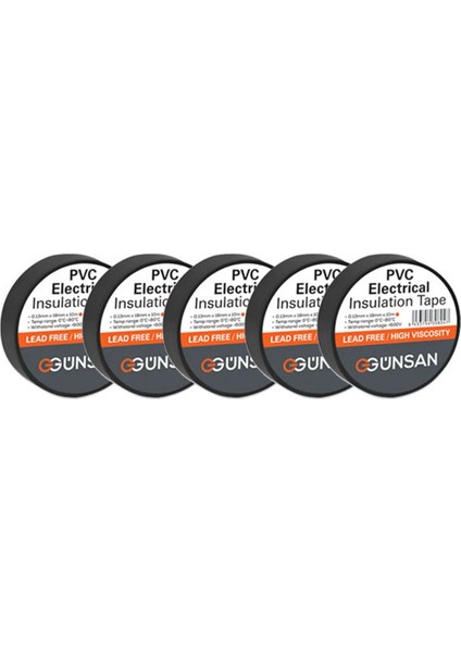 Günsan Izole Bant Siyah 5 Adet Elektrik Bandı Siyah