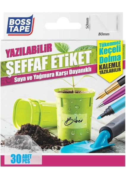 Suya Dayanıklı Şeffaf Etiket Yazılabilir Baharatlık Saksı Için 30 Adet Hızlı Yapıştırıcı