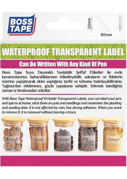 Suya Dayanıklı Şeffaf Etiket Yazılabilir Baharatlık Saksı Için 30 Adet Hızlı Yapıştırıcı modelleri