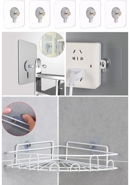 5 Adet Kendinden Yapışkanlı Duvar Kancaları Şeffaf Raf Duvar Askıları Mutfak Banyo Vida Kanca Çivi Ş fiyatları