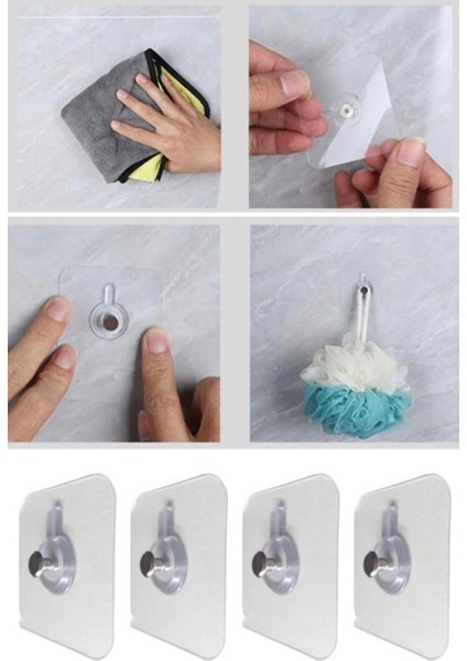 5 Adet Kendinden Yapışkanlı Duvar Kancaları Şeffaf Raf Duvar Askıları Mutfak Banyo Vida Kanca Çivi Ş indirimleri