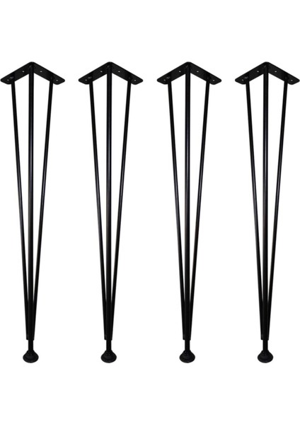 Metal Masa Ayağı 73 cm Üniversal Pingolu Firkete Ayak 4 Adet Siyah 4'lü Masa Ayağı Tr