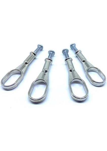 4 Adet Vidalı Oval Askı Borusu Flanşı Nikel Mobilya Bağlantı Elemanları Beyaz