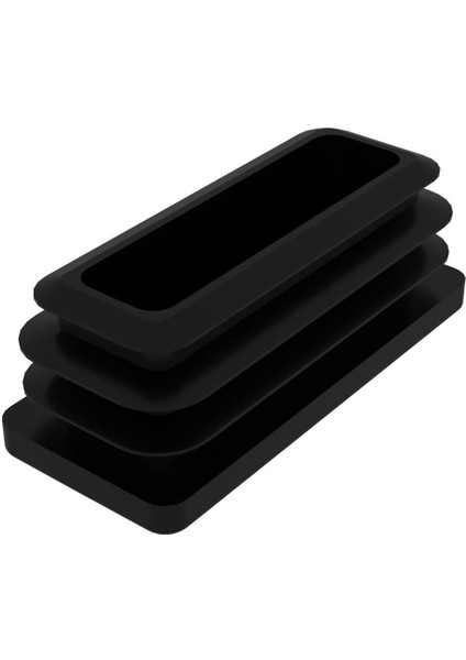 30X70 mm Plastik Dikdörtgen Içe Geçme Profil Tapası (Kutu) (4 Adet) Keçeler Siyah