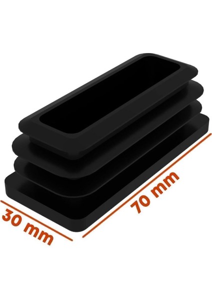 30X70 mm Plastik Dikdörtgen Içe Geçme Profil Tapası (Kutu) (4 Adet) Keçeler Siyah indirimleri