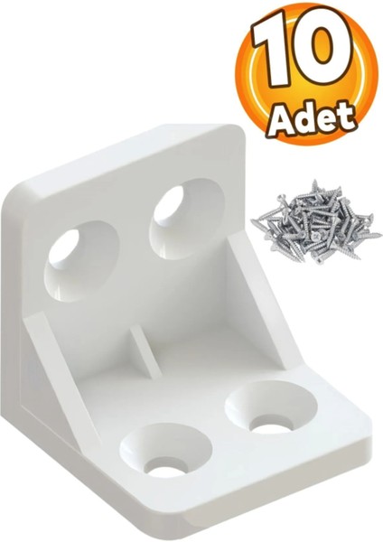Mobilya Eşya Dolap Köşebent Bağlantı Sabitleme Sabitleyici L Gönye 28X28X30 mm Plastik (10 Adet) Mob
