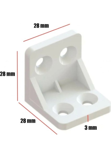 Mobilya Eşya Dolap Köşebent Bağlantı Sabitleme Sabitleyici L Gönye 28X28X30 mm Plastik (10 Adet) Mob fiyatları