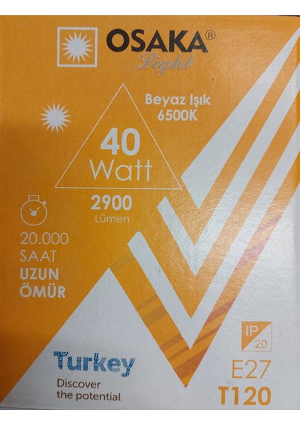 40W 6500KELVIN Beyaz Işık E27 Duylu 2900 Lümen E Enerji Torç LED Ampul (Dikkat Büyük Ebatlı) Tekli B modelleri