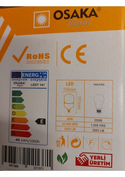 40W 6500KELVIN Beyaz Işık E27 Duylu 2900 Lümen E Enerji Torç LED Ampul (Dikkat Büyük Ebatlı) Tekli B fırsatları