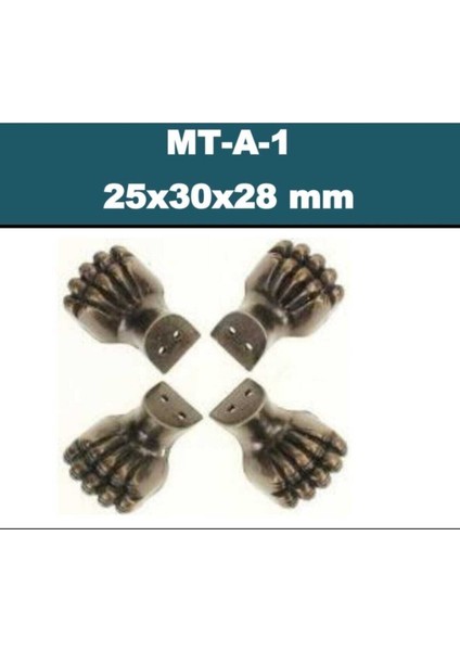 Aslan Ayağı Model Metal Kutu Ayağı Antik (25X30X28 mm ) Vidalı Mt-A-1 Raf Altı Ekru