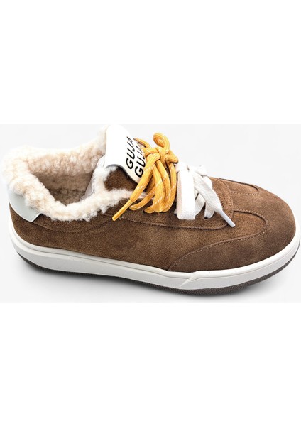 G25K372 Içi Kürklü Camel Renk Kadın Süet Sneaker Ayakkabı fırsatları