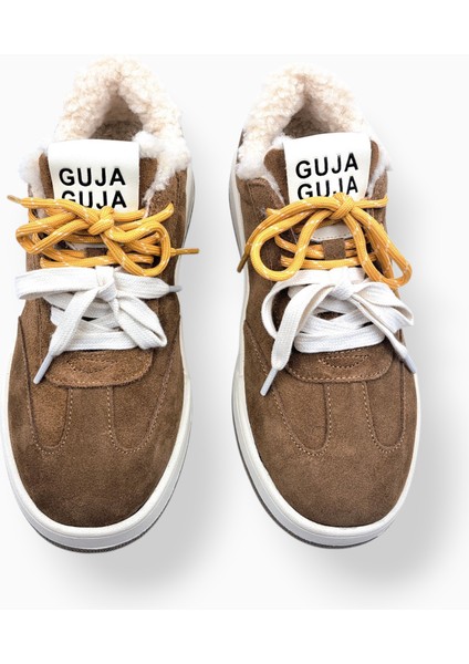 G25K372 Içi Kürklü Camel Renk Kadın Süet Sneaker Ayakkabı