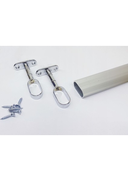 Gardırop Elbise Askı Borusu Alüminyum Dolap Borusu 1 Adet 100 cm ve Boru Başlığı Mobilya Profilleri