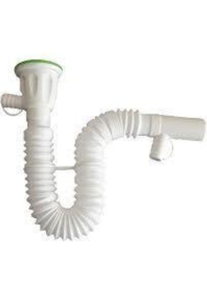 Körüklü Çift Çıkışlı Çamaşır Sifonu Lavabo Sifonu Tr