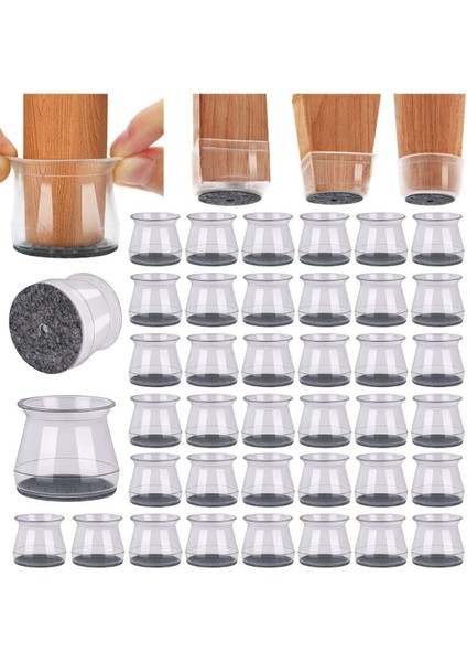 8 Adet Keçeli (45MM*35MM) Büyük Boy Silikon Masa Koltuk Mobilya Pabuç Kaydırmaz Zemin Koruyucu Kahve