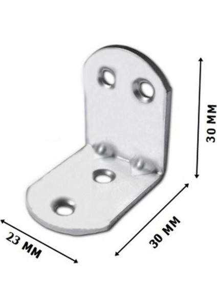 Metal Köşe Bağlantısı 2mm 30X30X23MM 10'lu Mobilya Bağlantı Elemanları Gri