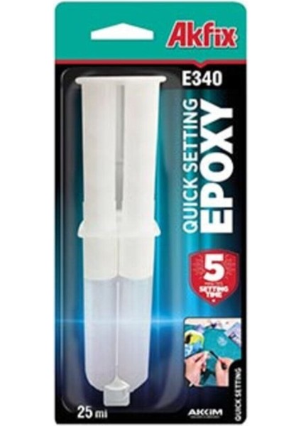 E340 Hızlı Epoksi Yapıştırıcı Şırıngalı Şeffaf 25 ml Hızlı Yapıştırıcı Gri Hızlı Kürleşme Tr