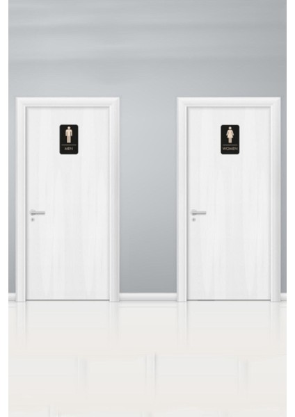 Erkek-Kadın Wc Yönlendirme Yazısı Siyah Ahşap 8X13 cm 2 Adet fiyatları