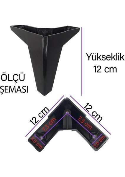 8 Adet Serdivan 12 cm Siyah Lüx Mobilya Kanepe Sehpa Ünite Koltuk Ayağı Baza Ayak Masa Ayakları Siya modelleri