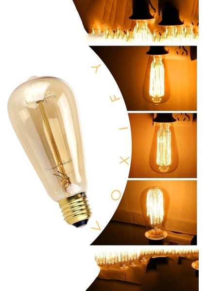 Dekoratif Retro Rustik Ampül E27 Standart Duy 220V Avize Aplik Ev Cafe Aplik Abajur Tavan Ampülü Tek