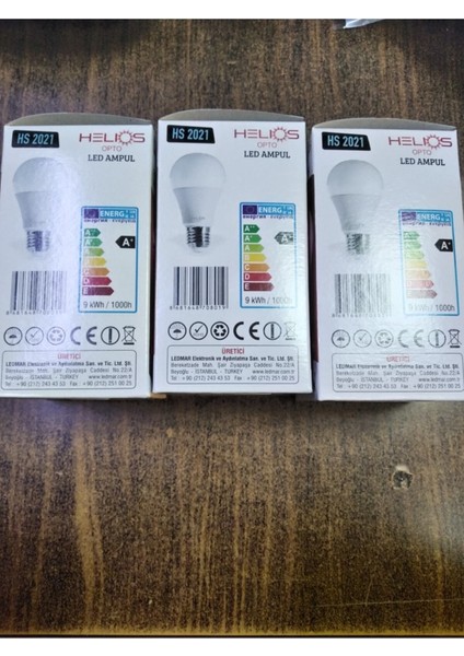 Tasarruflu LED Lamba 3 Adet Beyaz Işık E27 LED Ampul 8,5 Watt Yok