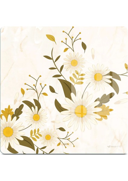 Cam Kesme Tahtası ve Sunumluk Kare Vintage Beyaz Papatya 30X30 cm fiyatları