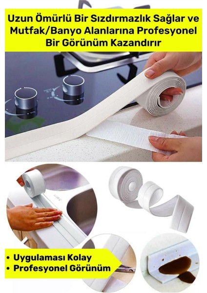 2 Adet Duş Pvc Lavabo Küvet Tezgah Banyo Mutfak Pencere 3,2 mt Su Geçirmez Sızdırmaz Yalıtım Bant Sü fiyatları