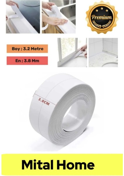 2 Adet Duş Pvc Lavabo Küvet Tezgah Banyo Mutfak Pencere 3,2 mt Su Geçirmez Sızdırmaz Yalıtım Bant Sü fırsatları