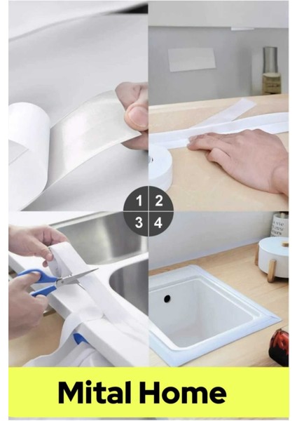 2 Adet Duş Pvc Lavabo Küvet Tezgah Banyo Mutfak Pencere 3,2 mt Su Geçirmez Sızdırmaz Yalıtım Bant Sü