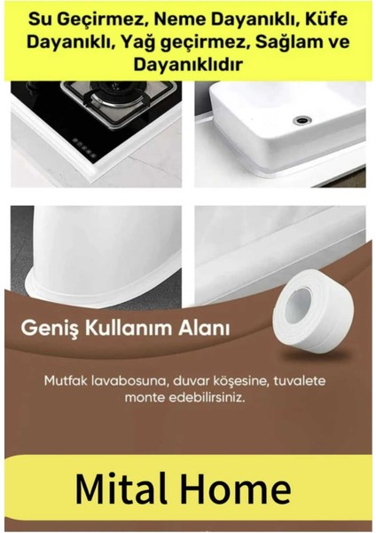 2 Adet Duş Pvc Lavabo Küvet Tezgah Banyo Mutfak Pencere 3,2 mt Su Geçirmez Sızdırmaz Yalıtım Bant Sü
