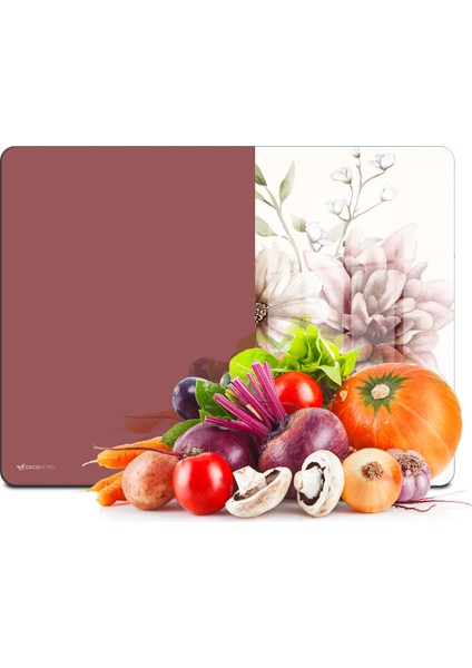 Cam Kesme Tahtası ve Sunumluk ve Sunum Tabağı Vintage Gül Kurusu 30X40 cm