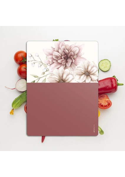 Cam Kesme Tahtası ve Sunumluk ve Sunum Tabağı Vintage Gül Kurusu 30X40 cm modelleri