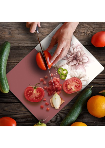 Cam Kesme Tahtası ve Sunumluk ve Sunum Tabağı Vintage Gül Kurusu 30X40 cm fırsatları