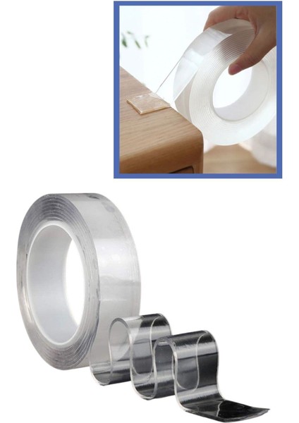 Sge 5 Metre Çift Taraflı Nano Teknolojili Süper Güçlü Bant Extra Güçlü Duvar Çerçeve Taşıyıcı Süper