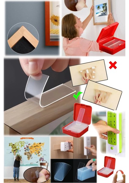 Çivisiz 60 Parça Duvar Yapışkanı Kendinden Yapışkanlı Iki Taraflı Su Geçirmez Etiket Ev Iz Bırakmaz