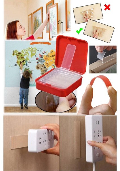 Çivisiz 60 Parça Duvar Yapışkanı Kendinden Yapışkanlı Iki Taraflı Su Geçirmez Etiket Ev Iz Bırakmaz modelleri