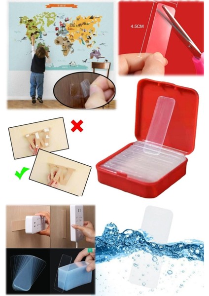 Çivisiz 60 Parça Duvar Yapışkanı Kendinden Yapışkanlı Iki Taraflı Su Geçirmez Etiket Ev Iz Bırakmaz