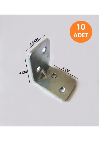 10 Adet 2.5x4 Mobilya Dolap Köşe Bağlantı L Demir Gönye Sabitleme Mobilya Bağlantı Elemanları Gri