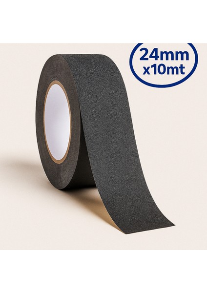 Suya Dayanıklı Merdiven - Zemin Kaydırmazlık Bantı 24MMX10MT Siyah - Iç ve Dış Mekan Kullanım- Şerit