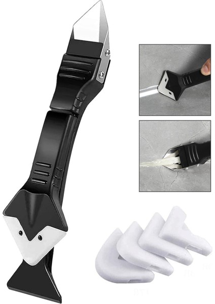 3'ü 1 Arada Derz ve Silikon Uygulama Aparatı Çok Amaçlı Fayans ve Derz Silikon Kazıyıcı Sıyırıcı Siy fiyatları