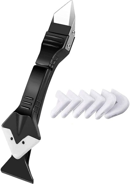 3'ü 1 Arada Derz ve Silikon Uygulama Aparatı Çok Amaçlı Fayans ve Derz Silikon Kazıyıcı Sıyırıcı Siy modelleri