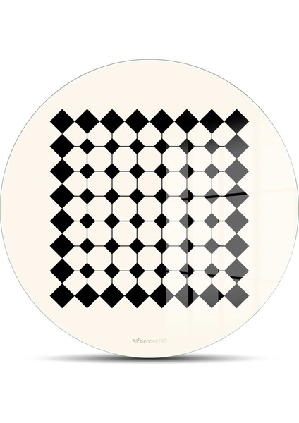 Cam Kesme Tahtası ve Sunumluk Yuvarlak Bej Geometrik Çizgiler 30X30 cm fiyatları